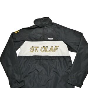 Vintage St. Olaf Jacket Mens XL Black White NCAA Football Windbreaker‎ 1/4 Zip